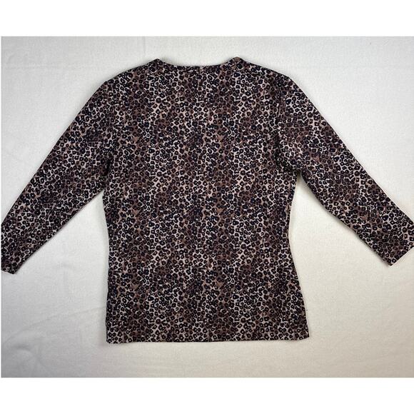 J. McLaughlin leopard print nylon spandex 3/4 sleeve top size SMALL cheetah - Picture 2 of 7